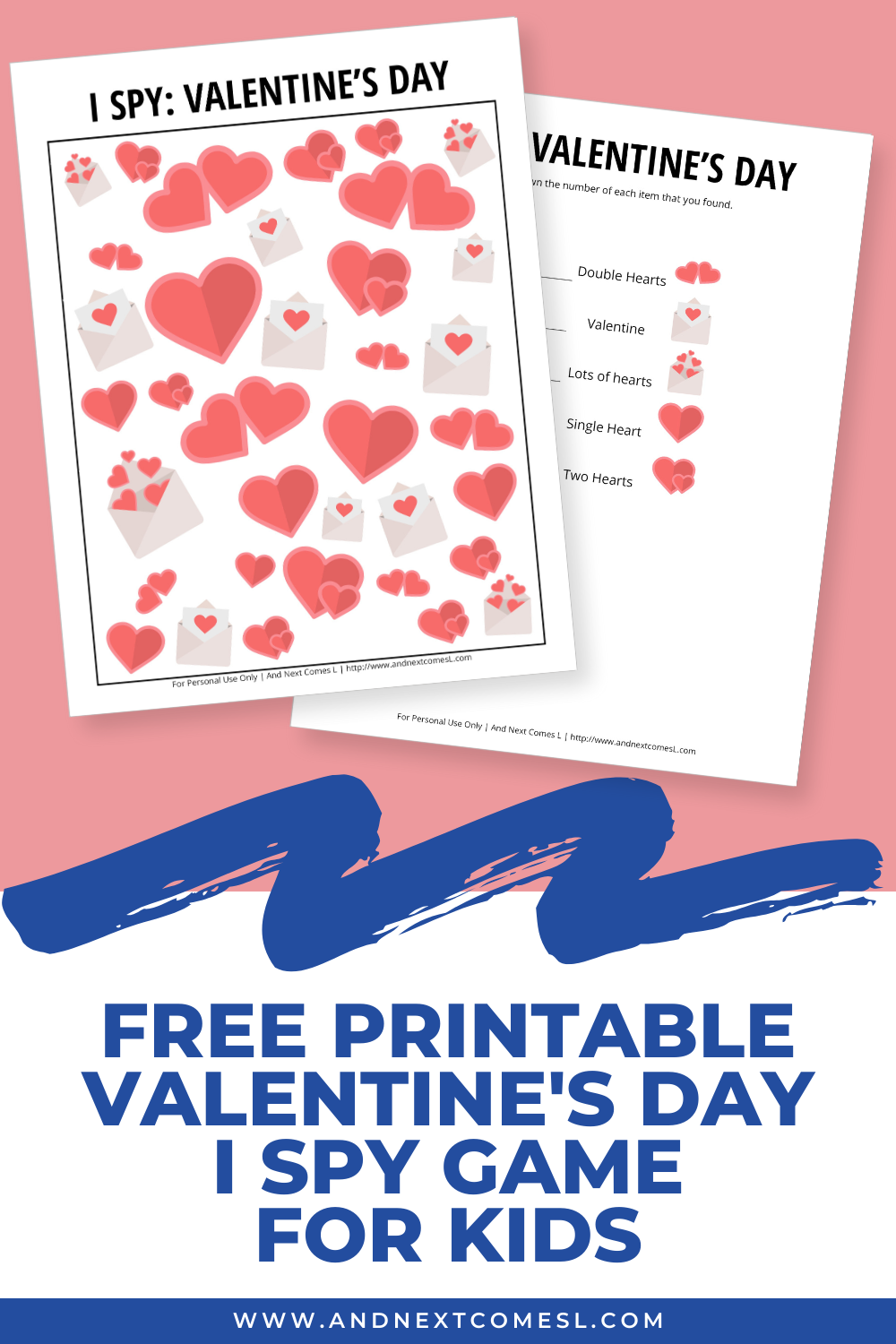 Free printable Valentine's Day I spy game for kids