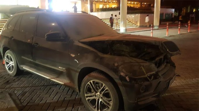 Mobil BMW Terbakar di Lobi Plaza Senayan, Diduga karena Overheat