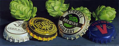 Pennsylvania crowns from Troegs, Iron Hill, Victory, and Stoudts beer painting