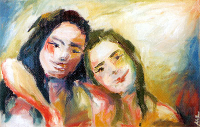 Duas Meninas - 2002 (pintura de Stella Nani / acervo de Jean Tosetto)