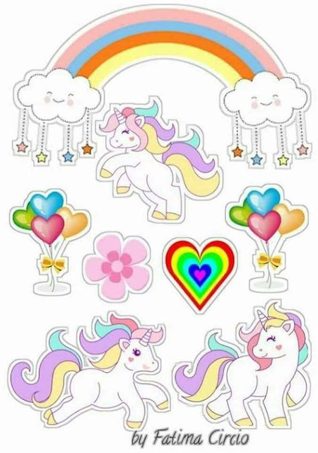 Unicornios Bebés: Toppers para Tartas, Bizcochos o Pasteles para Imprimir Gratis.