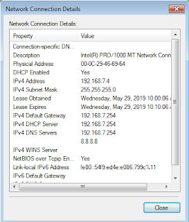 Detail ip dhcp pada windows