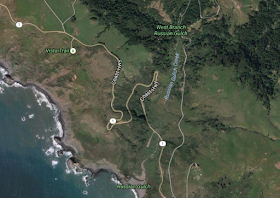 Satellite view of Jenner Grade, CA Highway 1