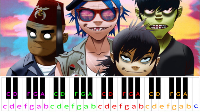 Feel Good Inc. by Gorillaz (Hard Version) Piano / Keyboard Easy Letter Notes for Beginners