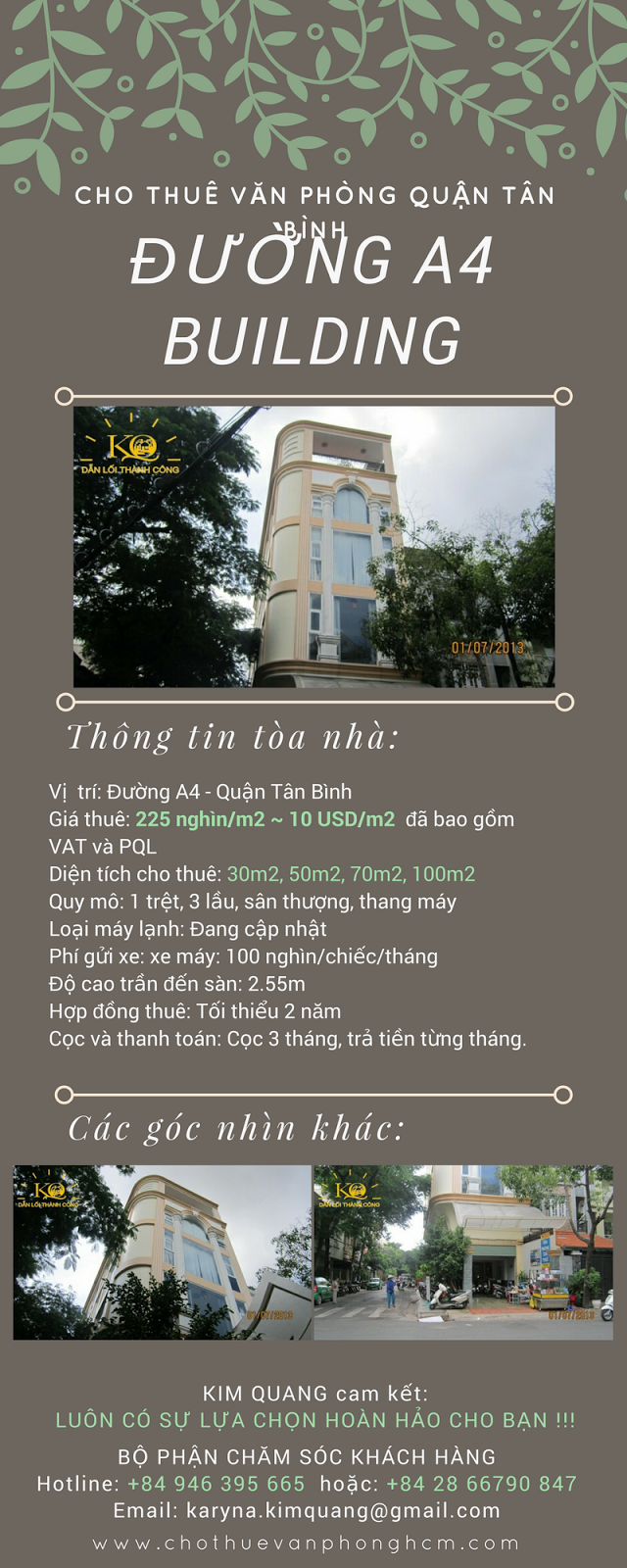 Cho thuê văn phòng quận Tân Bình đường A4