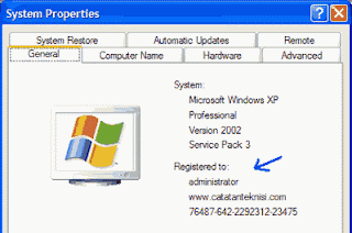 windows xp registered owner