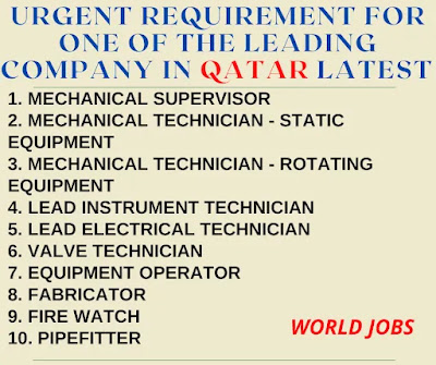 Urgent Requirement For one of the Leading Company in QATAR Latest