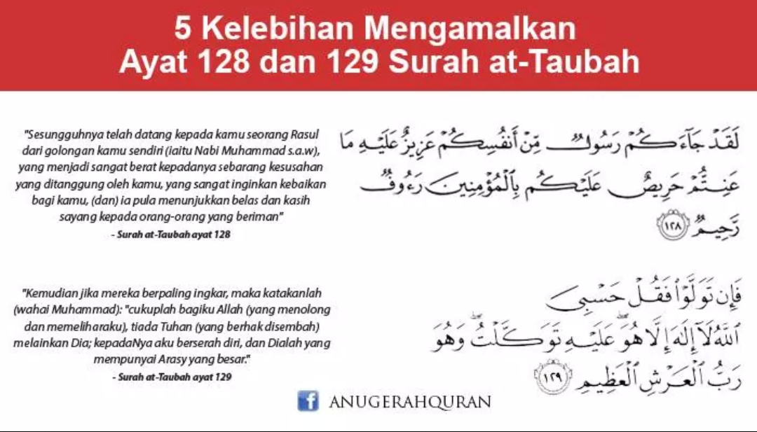 Surat AtTaubat Ayat 128129 (Tafsir, Bacaan dan Terjemahan) Qs Surat