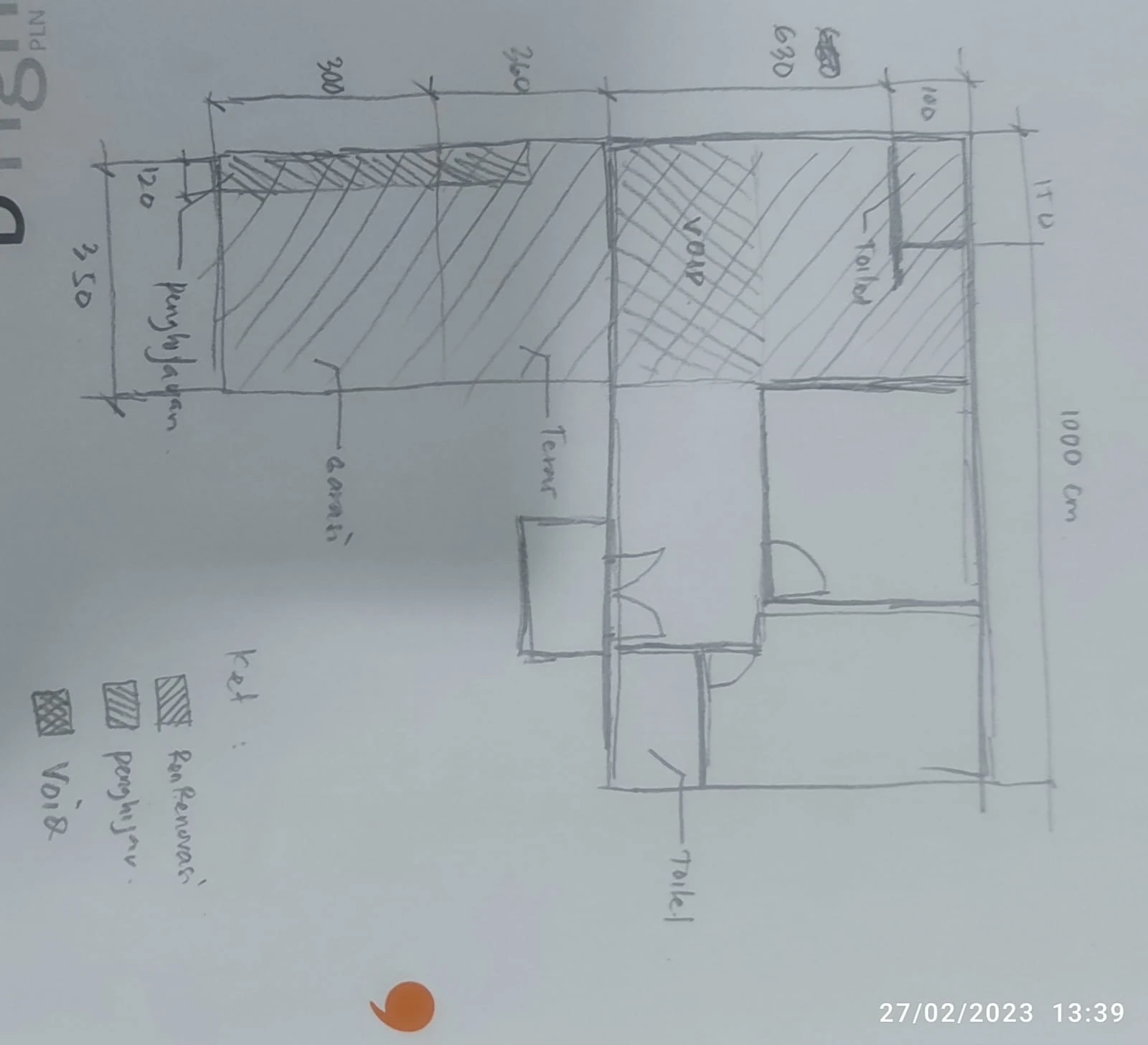 Sketsa Denah Rumah Eksisting