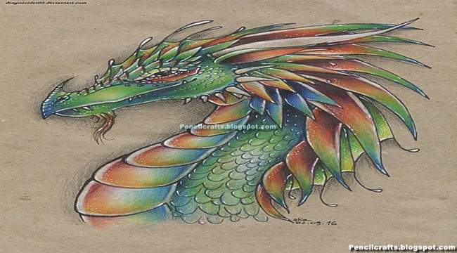 New Color Pencil Drawings Dragon