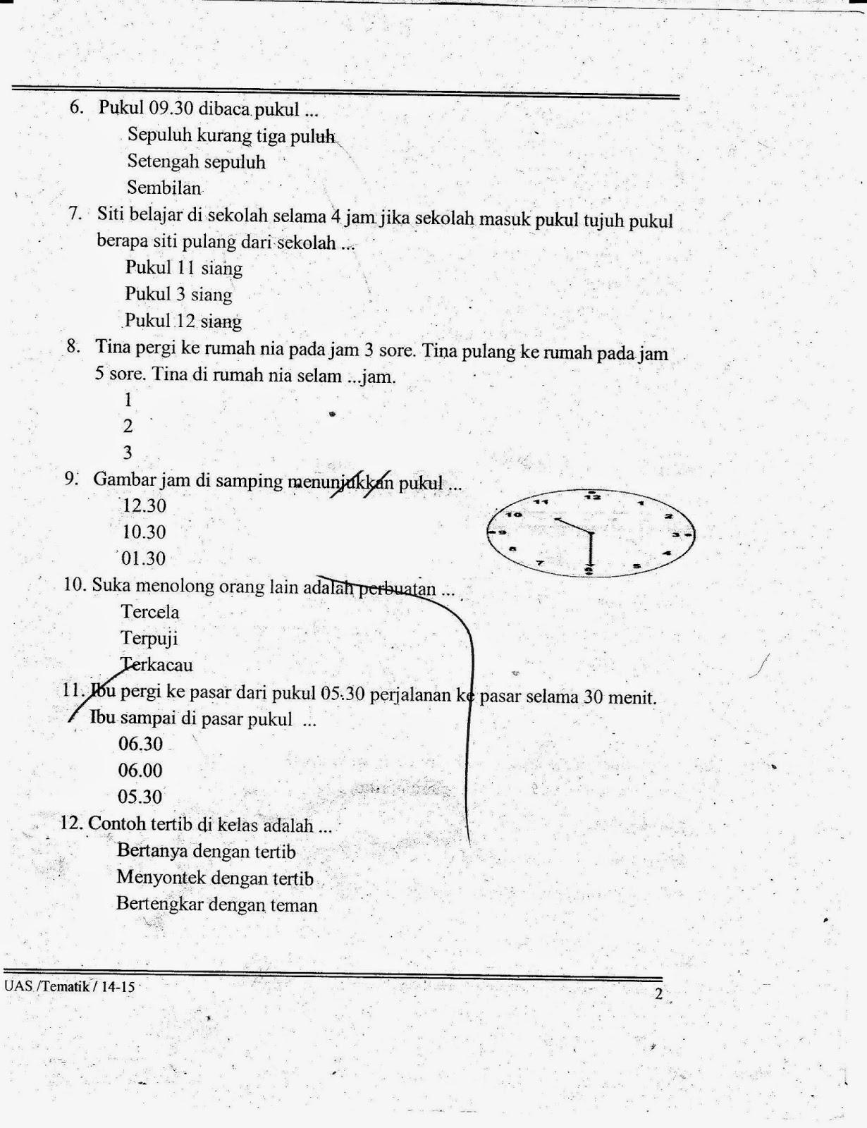 UAS Semester Ganjil Tema 3 Tugasku Sehari hari Kelas 2 SD TA 2014 2015 Kurikulum 2013 Halaman 2