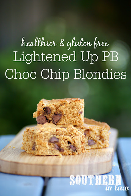 Healthy Lightened Up Peanut Butter Chocolate Chip Blondies Recipe - gluten free, healthy, low fat, low sugar, low calorie, healthy blondies recipe