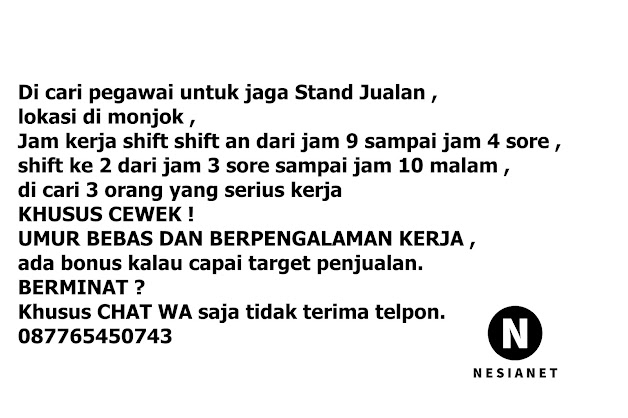 Lowongan Kerja Stand Makanan Minuman di Mataram Lombok NTB Lowongan Kerja Stand Makanan Minuman di Mataram Lombok NTB