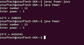 Java code to calculate power of a number using recursion