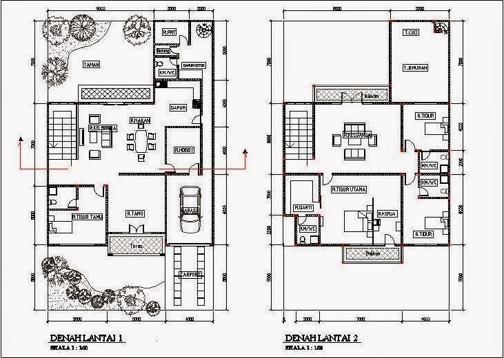 Desain Rumah Minimalis 2 Lantai 4 Kamar Tidur - Gambar 