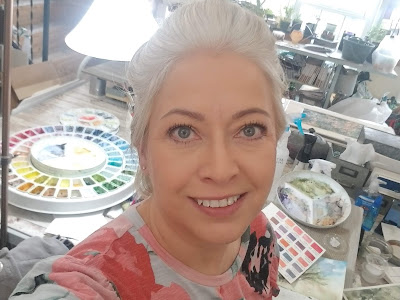 A very happy me back in my studio. © 2021 Christy Sheeler Artist