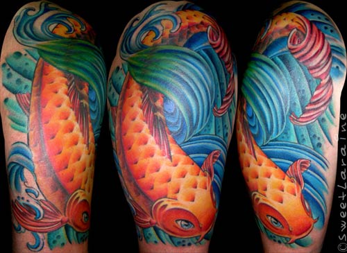 koi fish tattoo meaning. 2010 coy fish tattoo designs.