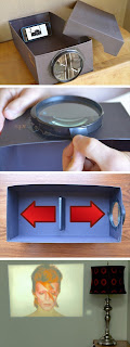 phone projector magnifying glass paper clip shoe box