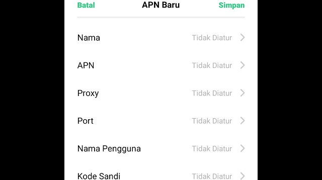 Cara Setting APN 6G