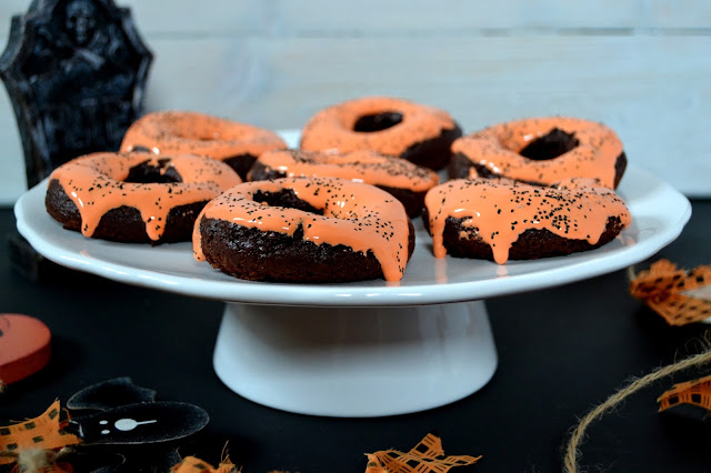 chocolate and marmalade baked doughnuts