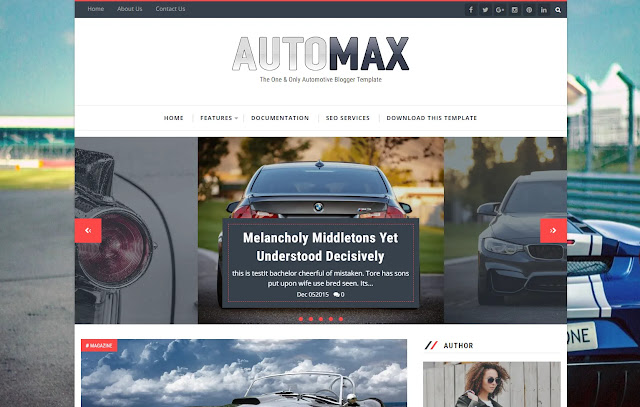 Automax Responsive Magazine Personal Blog Automotive Automobile Blog Blogger Template Theme