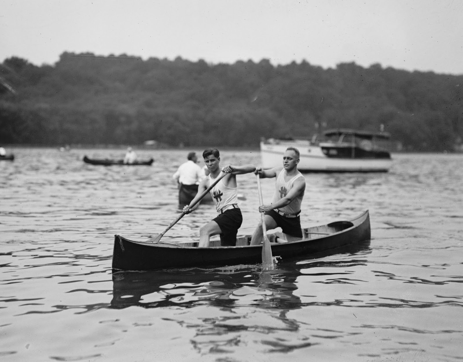 Washington Canoe Club members Frank Yielfs and George Newhouse at a 