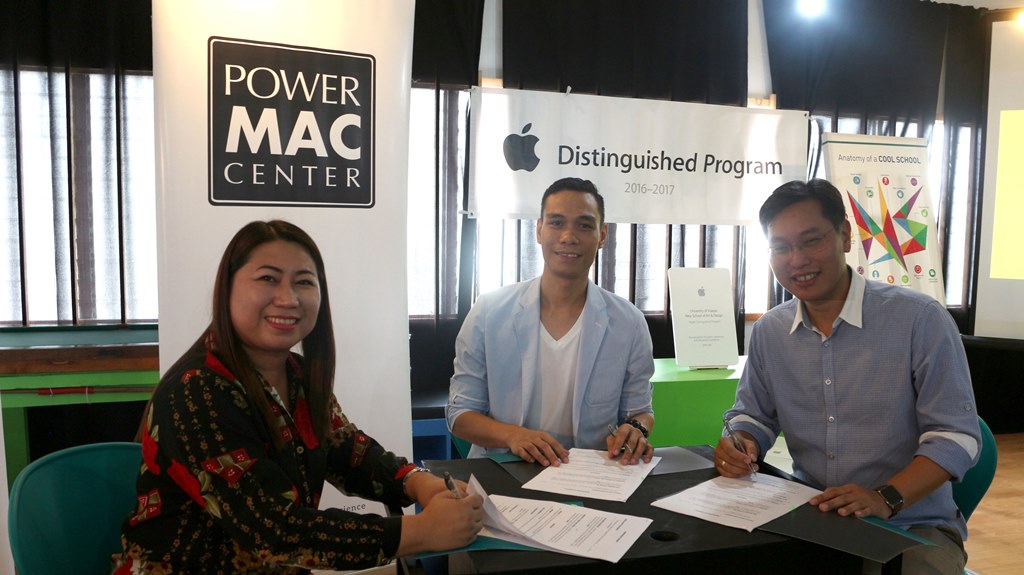 Power Mac Center Training Head Maleng Raysag, UVNS School Director Genesis Raña, and Power Mac Center CEO Lawrence Sison