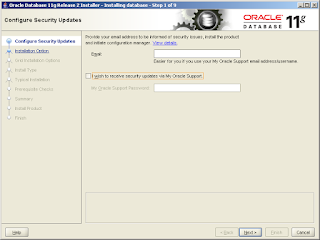 Fig 1.4 Oracle Database 11gR2 Win64 Installation - Configure Security Updates