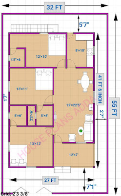 East Facing House Plan 27×42 Sqft