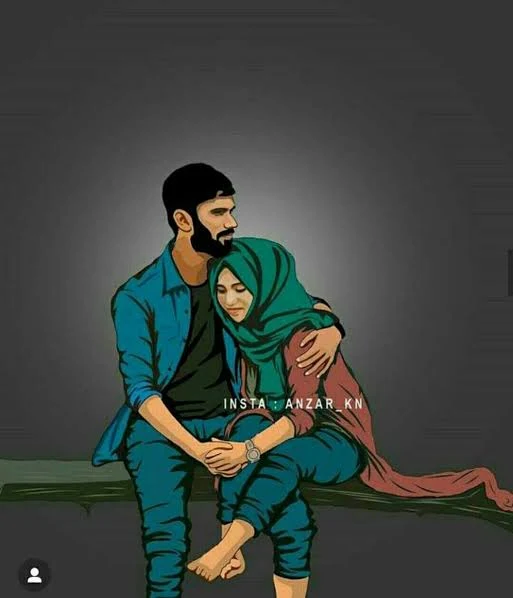 Hijab Cartoon Couple pic