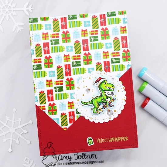 Prehistoric Christmas Stamp and Die Set, Circle Frames Die Set, Meowy Christmas Paper Pad by Newton's Nook Designs #newtonsnookdesigns #newtonsnook #handmade