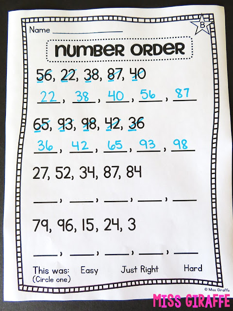 Ordering numbers activities first grade math worksheets to practice arranging numbers from least to greatest in fun and hands on ways