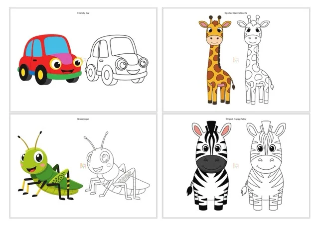 Cute animal character on a free coloring page
