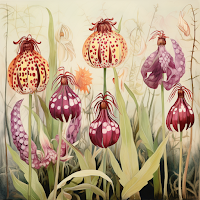 Image by Sheila Webber using Midjourney AI of fritillary flowers