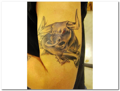 Angry Bull Tattoo Design on Arm. RANDOM TATTOO QUOTE: Tattoo.