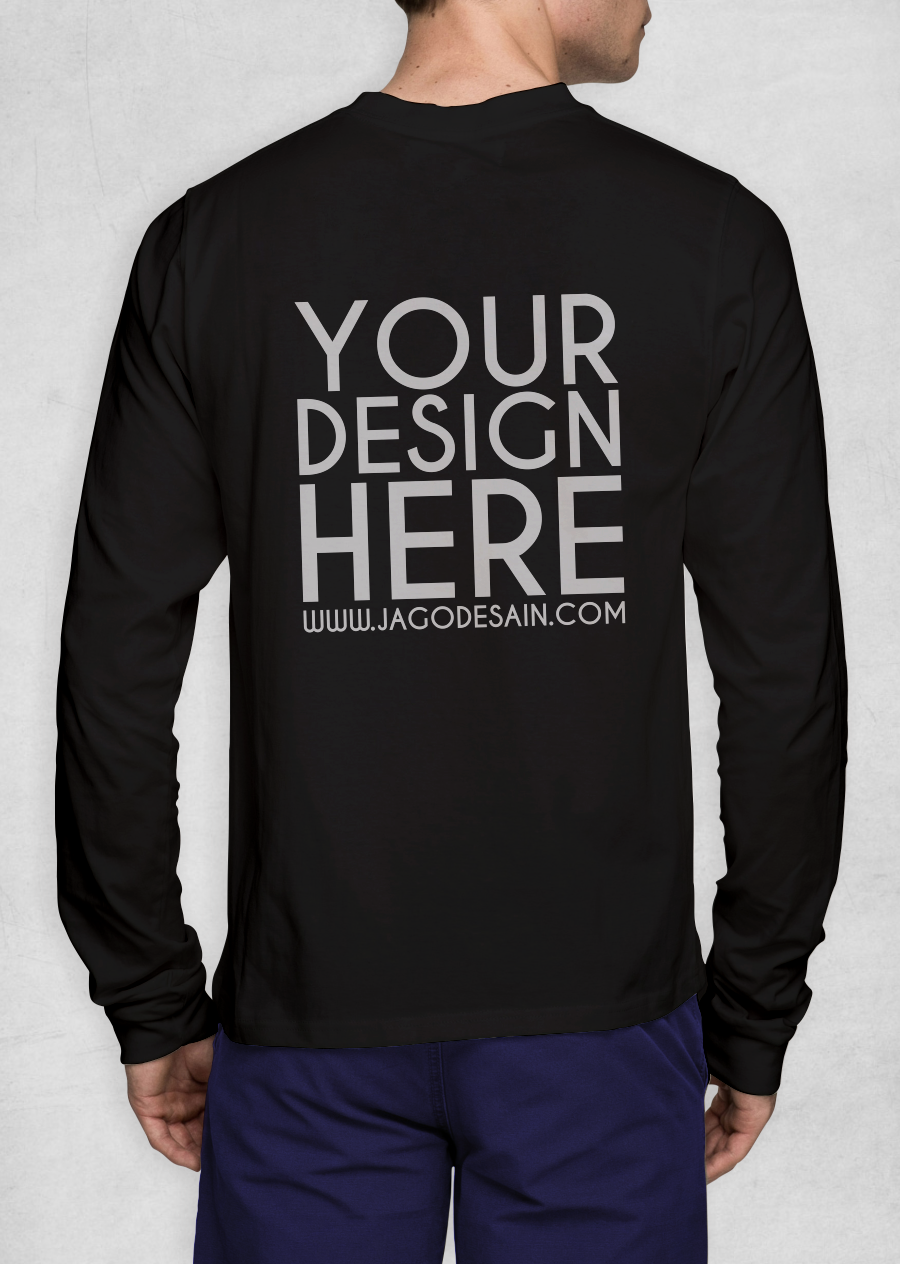 Download Gratis T shirt Mockup Lengan Panjang CDR Jago 