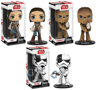 Star Wars The Last Jedi Wobblers Bobble Heads by Funko - Rey, Chewbacca& First Order Executioner Stormtrooper