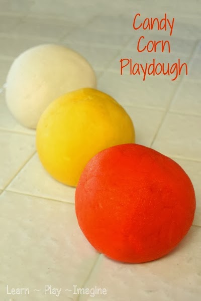 How to make playdough that smells just like candy corn, perfect for fall sensory play.