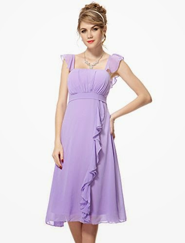 Pretty Ruffles Empire Waist Padded Summer Bridesmaids Dress