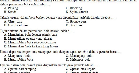 Conroh Soal Kebugaran Jasmani Langsung Jawaban Abc - Bali ...