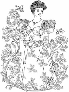 lady flower in valentines party adult coloring pages