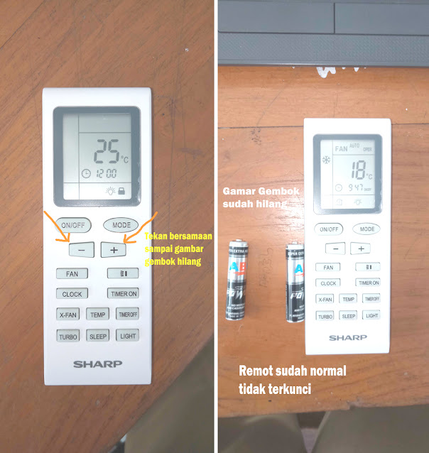 cara membuka remote ac sharp yang terkunci, remote ac sharp terkunci