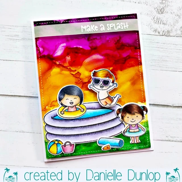 Sunny Studio Stamps: Kiddie Pool Customer Card by Danielle Dunlop