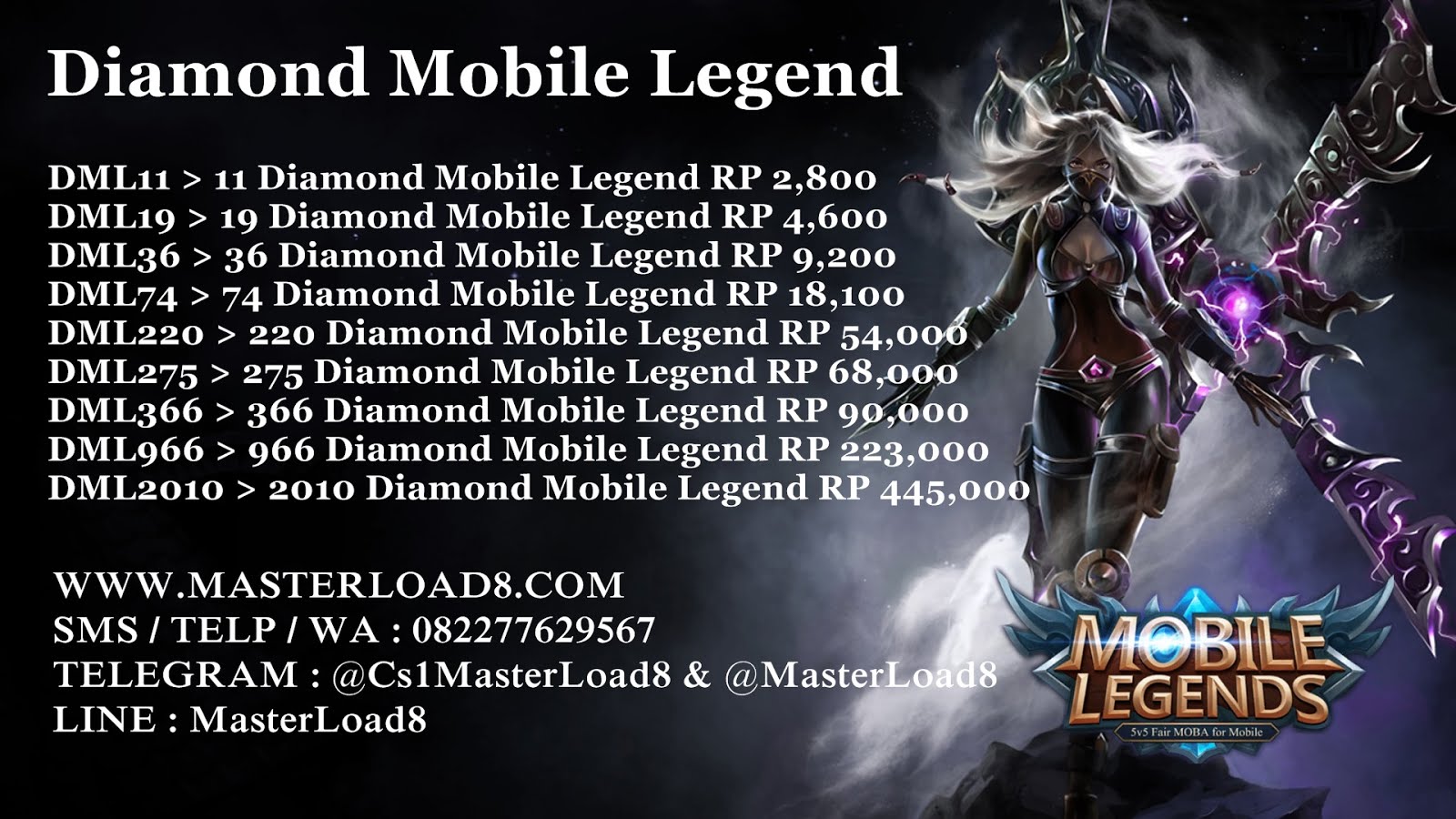 Diamond Mobile Legend MasterLoad8 AGEN GROSIR SERVER PULSA