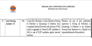 Nursing Job Vacancies in IOCL