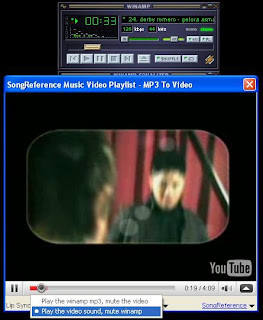 Gambar 3. YouTube plugin di Winamp buat tampilkan video klip Gelora Asmara (by Derby)