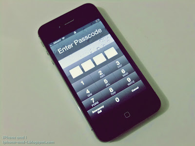 Locked iPhone 4S screen requiring a passcode.