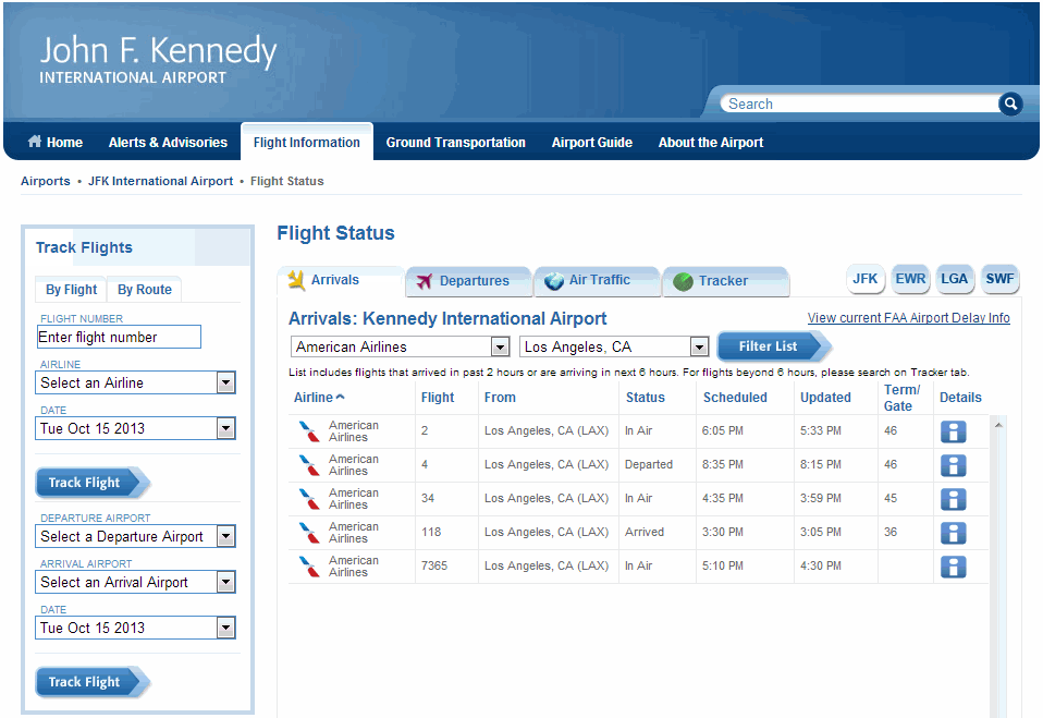 PowerMiles ® Travel Smart!: Flight Arrival Status at JFK