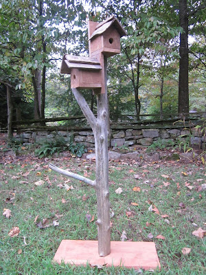 blue birds, cedar shingles, birdhouse, wooden oak shingles, cedar pole, wood, project