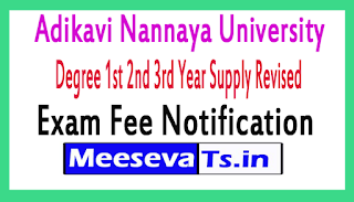 Adikavi Nannaya University Degree 1st 2nd 3rd Year Supply Revised Exam Fee Notification